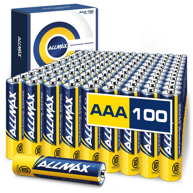 Allmax AAA Micro (LR03) maksimaalse võimsusega leelispatareid Triple A (100 tk pakk) - ülipika elueaga, 10-aastase säilivusajaga, lekkekindlad, 1,5 V