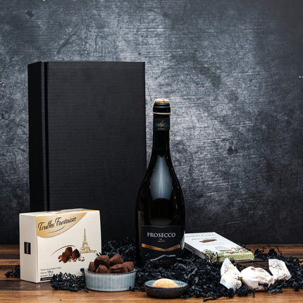 Kinkekomplekt Prosecco šokolaaditrühvlite ja tumeda šokolaadiga