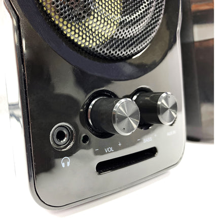 Woxter Big Bass 95 - multimeedia stereokõlarid, 20 W, võimsad, 3,5 mm pesa, nupud ja AUX-ühendused ning CASCOS eel-klaverikomplekt arvutitele/nutitelefonidele ja mängukonsoolidele, must