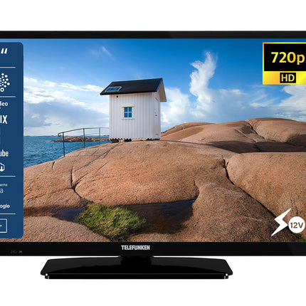 TELEFUNKEN XH24SN550MVD 24-inch TV/Smart TV (HD Ready, HDR, Triple Tuner, 12 Volt, DVD Player) - 6 Months HD+ Included [2023], Black
