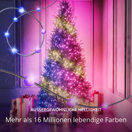 Twinkly Strings USB-C Pearls 100 LED-i, pärlikujulised LED-haldjatuled, RGB LED-tuled, mitmevärvilised, valentinipäeva tuled, ühildub Alexa ja Google Home'iga, USB-C, läbipaistev kaabel, 6 m