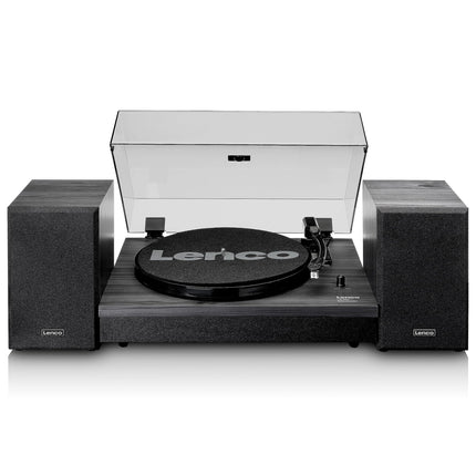 Lenco LS-300 - Hi-Fi plaadimängija Bluetoothiga - Väliste kõlaritega 2 x 10 W RMS - Rihmülekanne - Automaatne seiskamine - MDF-korpus - Must, LS-300 must