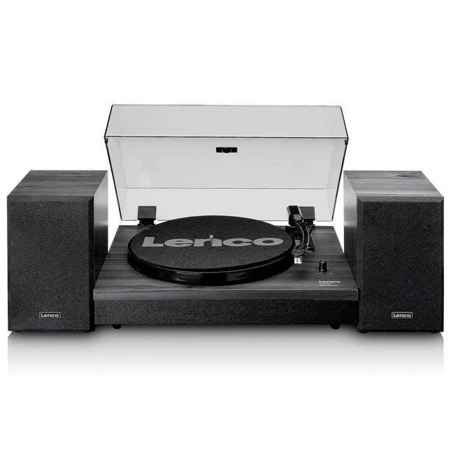 Lenco LS-300 - Hi-Fi plaadimängija Bluetoothiga - Väliste kõlaritega 2 x 10 W RMS - Rihmülekanne - Automaatne seiskamine - MDF-korpus - Must, LS-300 must