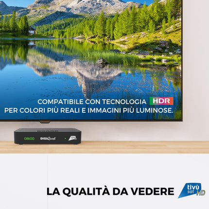 DIGIQUEST Tivùsat Maximo Combo vastuvõtja | DVB-S2 ja DVB-T2 | 2-ühes kaugjuhtimispult | Tivùsat kiipkaart kaasas | Salvestusfunktsiooni saab aktiveerida | DAZN 1 ja 2 kanalit lubatud | Must