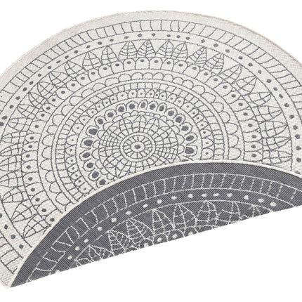 Northrugs Porto Indoor and Outdoor Rug Round – Round Reversible Rug Waterproof Mandala Design Flat Weave Rug Weatherproof for Balcony, Terrace, Garden, Living Room in Grey Cream, ⌀140cm