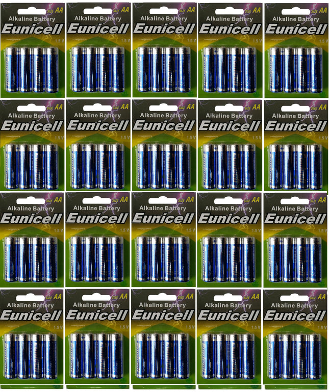 80 x AA LR6 leelispatareid (20 blisterpakendit 4 patareiga) ÜHEKORDSE KASUTAMISE toode Eunicelli kaubamärgiga toode