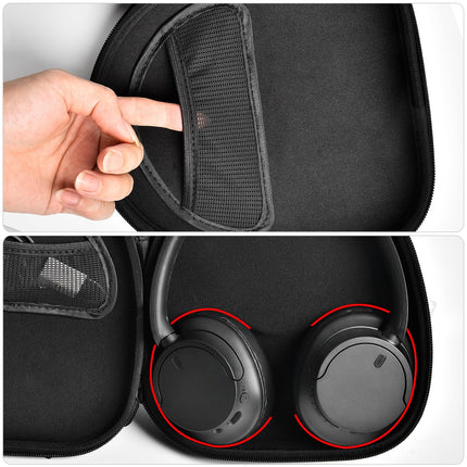 PAIYULE ümbris Sony WH-CH720N WH-CH520 WH-1000XM4 juhtmevabadele Bluetooth-kõrvaklappidele mürasummutusega, kõrvapealsed peakomplektid, kandekott, korraldaja, reisikoti tasku USB-kaabli jaoks (ainult karp), must