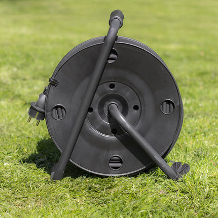 Meister cable reel H05RR-F3G1.5, IP44 - 25 m cable - thermal protection switch - outdoor / cable reel with 4 Schuko sockets / cable box with extension cable / cable reel with crank / 7435860