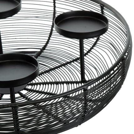 Brandsseller Advent wreath Ø 36.5 cm | Christmas wreath | Candle holder | Advent basket | Christmas decoration | Metal | Black
