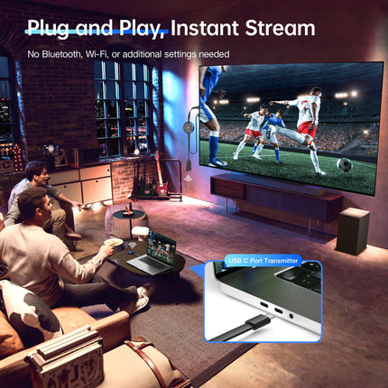 5.8G USB C Wireless Transmitter 165FT/50M USB-C Transmitter HDMI Wireless Transmission, HDMI Radio for Laptop, iPhone 15, TV Box, Camera to Monitor, Projector, TV (TX needs to be used with the RX)