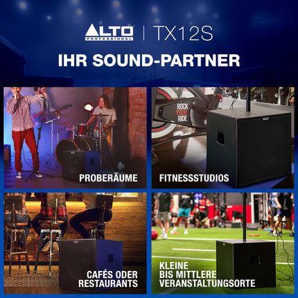 ALTO TX12S 900W 12-tolline aktiivsubwoofer, DSP-optimeeritud PA-süsteem 2-tollise mähisega, suurepärane bass, lihtne seadistamine