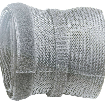 RICOO kaablikanal hall 200 cm pikk x 13,5 cm lai Z9135G-2 kaabliümbris korduvsuletav takjapaelaga kaablijuhikuga kaablihaldusseade