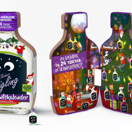 Little Cowardi advendikalender (24 x 20 ml) – Ikoonilised viinašnapsid 12 variandis ja 5 eksklusiivses maitses – Jõuluhooajaks mõeldud vallatu ja puuviljane kinkekomplekt – 15% vol.