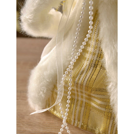 WeRChristmas Angel Christmas Tree Top Decoration with Feather Wings, Fabric, Cream/Gold, 25 cm