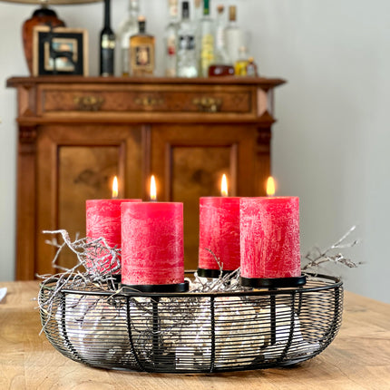 Brandsseller pillar candle set of 4 7x7.5 cm Christmas candle Advent wreath Bordeaux