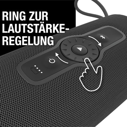FRESH 'N REBEL Bold M2, Bluetooth speaker with 24-hour playtime, waterproof (IP67) portable Bluetooth music box, party mode, volume control ring, deep bass, powerful volume (black)
