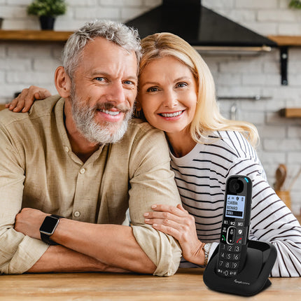 Amplicomms BigTel 1502 Duo juhtmeta DECT suurte nuppudega telefon, kaks telefonitoru, helivõimendus, eriti valjud helinad, kuuldeaparaatidega ühilduv, must