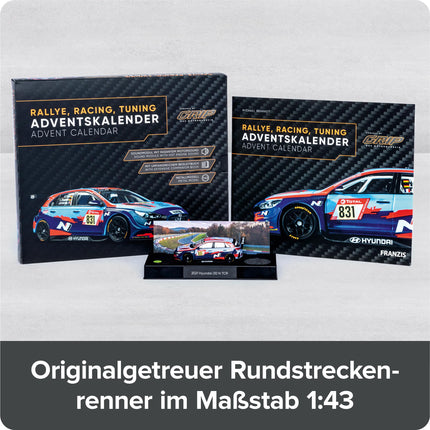 FRANZIS 67192 - Advendikalender Ralli, Võidusõit, Häälestamine, GRIP-i jõul, võidusõiduauto mudelkomplekt skaalas 1:43