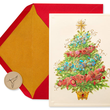 Papyrus Christmas Cards in Box with Envelopes, Peace and Happiness, Christmas Tree (12 pieces)
