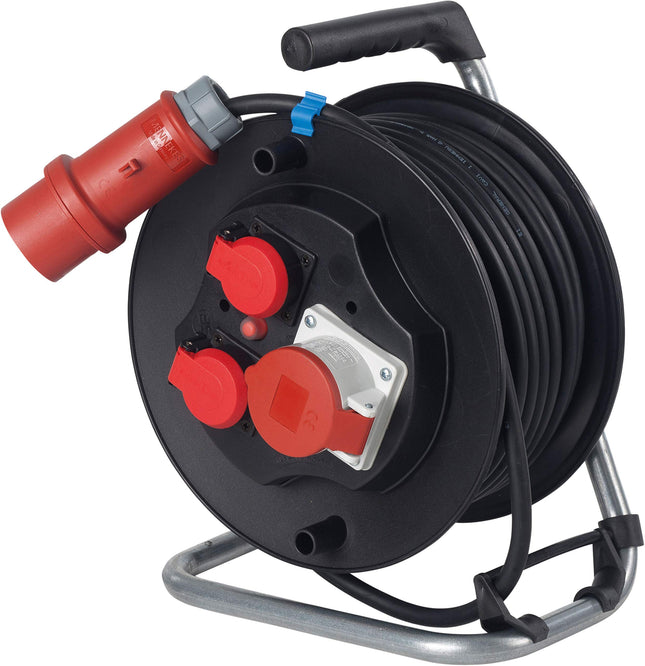 as - Schwabe CEE plastkaablirull 20m H05VV-F 5G1.5 CEE pistikuga 400V, 2 maandatud pistikupesa 230V, 1 CEE pistikupesa 400V, katetega, 16A, 5-kontaktiline, max. 10000W, IP20, valmistatud Saksamaal, 10145