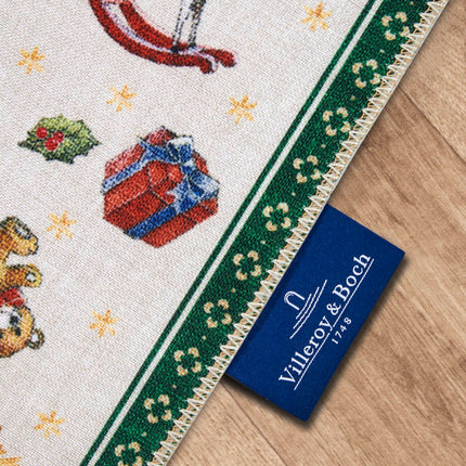 Villeroy &amp; Boch Design Rug Nostalgic - Toy's Delight - Christmas Tree Blanket, Entrance Mat, Christmas Tree Rug for Living Room, Bedroom, Dining Room, Hallway - Green Multicoloured, 50x80 cm