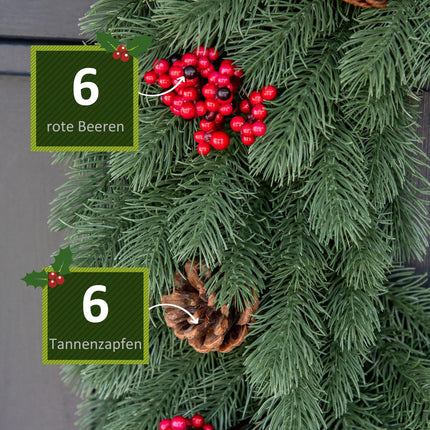 HOMCOM fir wreath door wreath Christmas wreath back with hanging eyelet PE green Ø60 x 8 cm