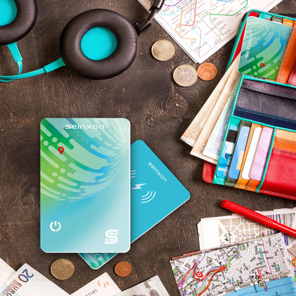 SEINXON Elite rahakoti jälgija Qi juhtmevaba laadimisega IP68 õhuke esemete leidja käekott pagasiga, töötab Apple Find My rakenduse ja võrguga (ainult iOS), roheline