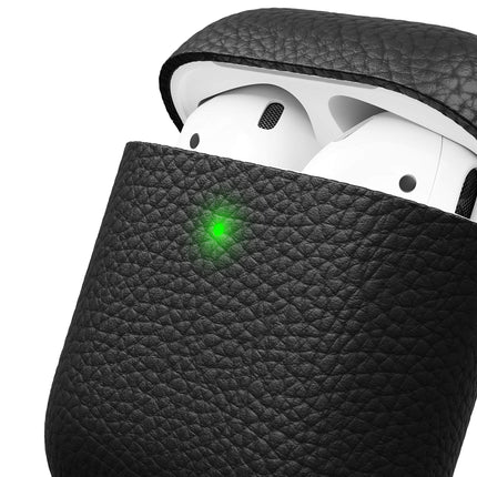 Keybudz Artisan nahast kaitseümbris Apple AirPodsi ümbrisele, ümbrisekate, ehtne nahk, kõrvaklapid, kõrvaklappide tarvikud, laadimisümbris, must