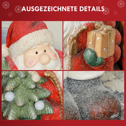 HOMCOM Christmas decoration figure, Santa Claus with Christmas tree and gift, 50 cm Christmas figure with LED light, decorative figure for Christmas, for indoor and outdoor use