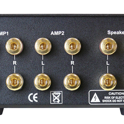 Dynavox AMP-S MKII, võimendi ja kõlari lüliti metallkorpuses, stereo- ja ruumilise heli võimendite jaoks, ühendus banaanpistikute või klemmliistu kaudu, must