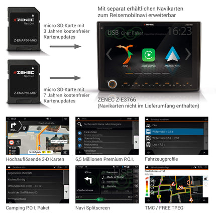 ZENEC Z-E3766: Infotainer FIAT Ducato jaoks koos Android Auto, Apple CarPlay, 2-DIN meediakeskusega 9"/22,9 cm puutetundliku ekraaniga, autoraadio DAB+ ja USB-ga, laiendatav matkaauto navigatsioonisüsteemiks.
