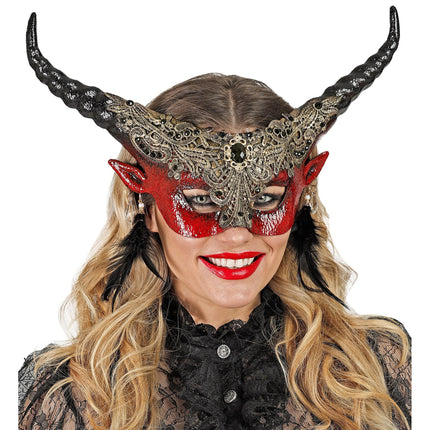 W WIDMANN MILANO Party Fashion - Eye mask devil with horns, demon, accessory Halloween
