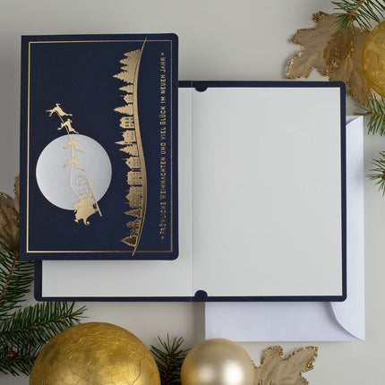 Art Nuvo - EXCLUSIVE CHRISTMAS CARDS SET OF 10 CARDS, 120x170mm, GILDED AND EMBOSSED CHRISTMAS MOTIFS MADE OF METALLIC WITH INSERTS AND ENVELOPES