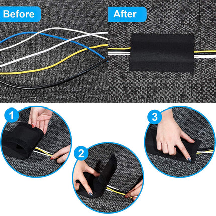 Cable Grip Floor Cable Cover Cords Cable Protector Cable Management for Commercial Office Carpets Only (Black, 6.8 m)