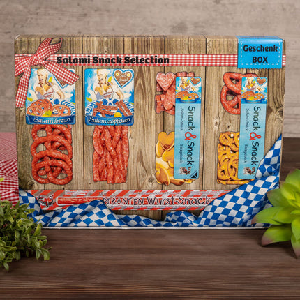 WURSTBARON® salaami südametega suupistekinkekarp, mis sisaldab 7 eriti maitsvat salaamit ja suupisteid, Krakówi stiilis vorst, Baieri kvaliteet, 390g