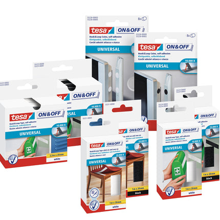 tesa On &amp; Off Cable Manager UNIVERSAL - Hook-and-loop cable ties for cable storage - bundles cables in the home and office - cuttable - 10 mm x 5 m (pack of 2)