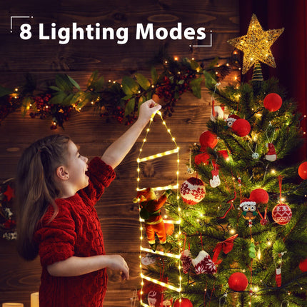 Geemoo LED Santa Claus Ladder String Lights - 0.75M LED Christmas Lights Mains Powered with Timer, Memory Function, 8 Modes for Indoor Outdoor Christmas Tree Window Christmas Decoration (Warm White)