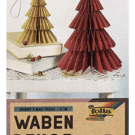 folia 49213 - kärgstruktuuriga kaunistus Berry XMAS Trees, jõuluripatsid 2 tk komplektis, kõrgus u. 20 ja 13 cm, kokkupandav jõulukaunistus siseruumidesse