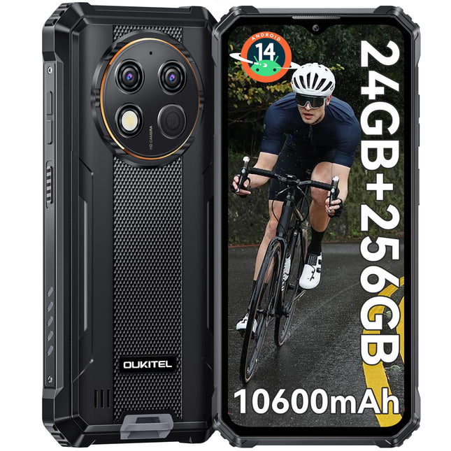 OUKITEL G1 õuetelefon Android 14-10600mAh 24GB+256GB õuetelefon ilma lepinguta 6.52 tolli 48MP+5MP kaamera ehitusplatsi mobiiltelefon kahe SIM-kaardiga IP68/NFC/OTG/GPS/Face ID