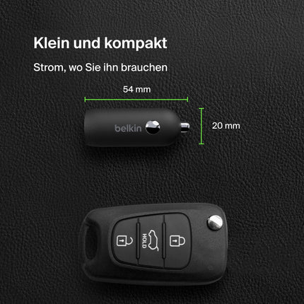 Belkin BoostCharge 30W Car Fast Charger, Cigarette Lighter USB, Compact Model with USB-C Power Delivery Port, Compatible with iPhone 16, Galaxy S24, iPad, Google Pixel, iPad Pro, Air, and More