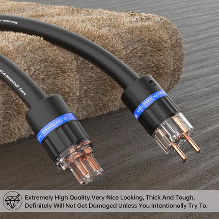 Monosaudio P901 HiFi tipptasemel toitekaabel Audiophile toitekaabel 2M puhtast vasest varjestusega, 2-pin OFC vahelduvvoolu toitejuhe, 4.5Sq Schuko+IEC C15 pistik DVD/võimendi/dekoodri/subwooferi/võimendi jaoks