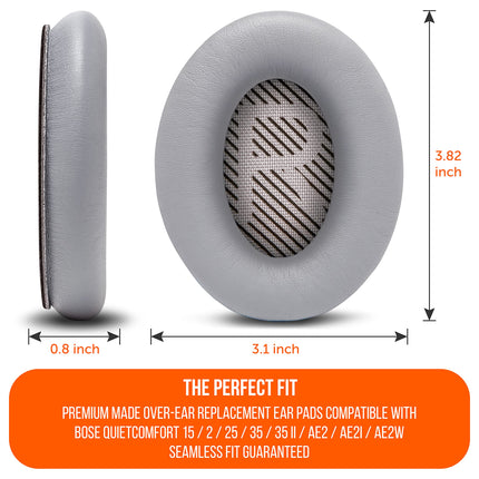 WC Wicked Cushions Replacement Ear Pads Compatible with Bose QuietComfort 35 (QC35) &amp; QuietComfort 35ii (QC35ii) Headphones &amp; More - Improved Comfort &amp; Durability | Silver