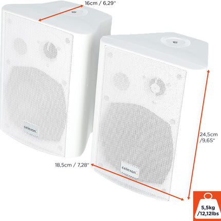 celexon active speaker set white - 2x 30W - powerful audio speakers - incl. wall mount - speakers for PC, office, meeting room, or school