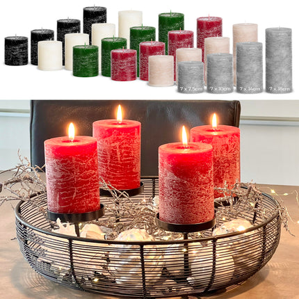 Brandsseller pillar candle set of 4 7x7.5 cm Christmas candle Advent wreath Bordeaux