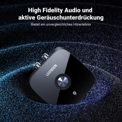 UGREEN Bluetooth 5.1 aptX HD heliadapter stereosüsteemile, madala latentsusega traadita vastuvõtja RCA pistikupesaga, kahekordne sidumine mobiiltelefoni, tahvelarvuti jne-ga. Bluetooth-vastuvõtja kõlarite, võimendite jaoks.