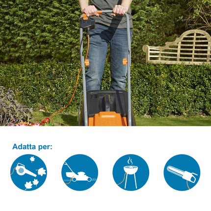 Electraline 04020 aia maanduskontakti pikenduskaabel - 15 m kaabel - valge - plastkaabel - IP20 / pikenduskaabel lapselukuga / Euroopa 2-kontaktiline pistik 16A, oranž, 25