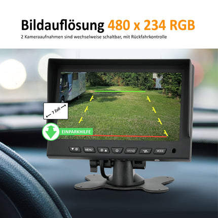 VSG24 13114 – 7“ professional van reversing monitor, TFT monitor including accessories, e-approval, distance lines, 12-24 V