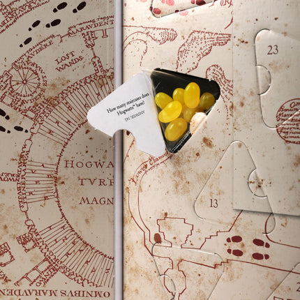Harry Potteri advendikalender: 24 JellyBelly kotti + Marauderi kaart ja 24 viktoriiniküsimust, 192 g, maagiline maiuspala fännidele ja kollektsionääridele, piiratud väljaanne – võlu jõuluaega Sigatüükaga