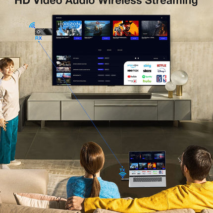 Wireless HDMI Transmitter and Receiver UHD/5G - MpioLife Wireless HDMI Transmitter and Receiver, Wireless transmission for media streaming from laptop/TV box/PS/camera to HDTV/projector/monitor