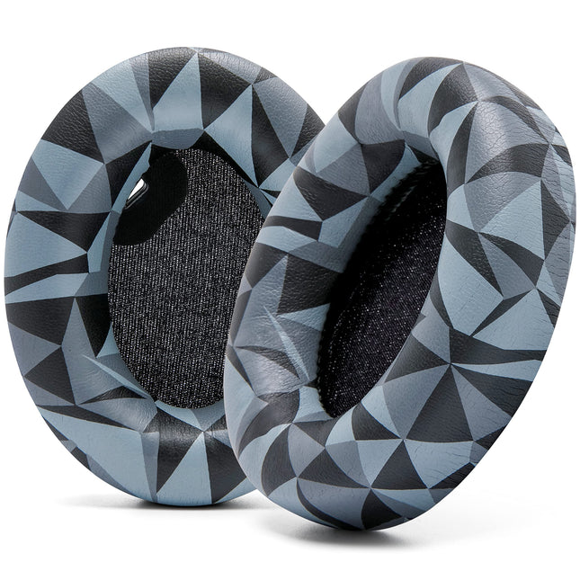 WC Wicked Cushions Extra Thick Ear Pads for Sony WH1000XM4 Headphones – Soft PU Leather, Luxurious Noise-Isolating Memory Foam, Works with Ear Sensor | Geo Grey